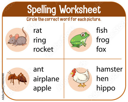 Spelling worksheet template for kids