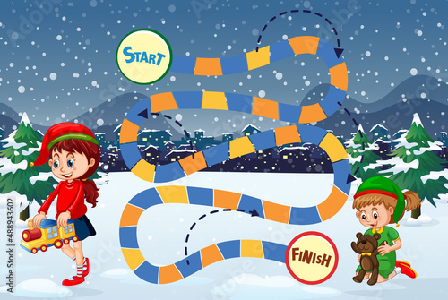 Counting numbers game template in Christmas theme