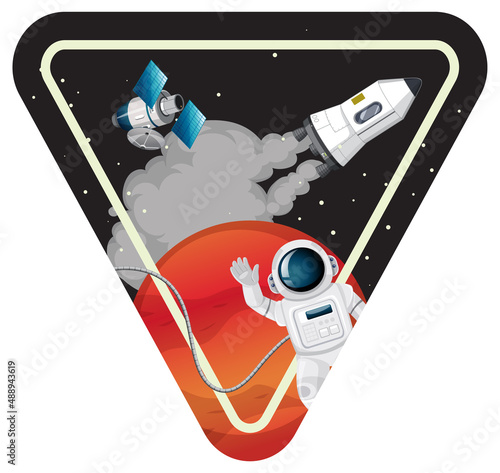 Astronaut in the space badge on white background