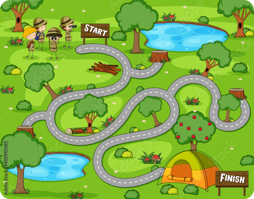 Maze game template in jungle theme