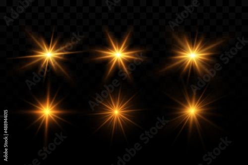 Wallpaper Mural Light effect. Golden bright star, yellow sun. Starlight. Torontodigital.ca