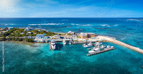 Aerial view of the Flying Fish Marina, next to Clarence Town, Long Island, Bahamas photo