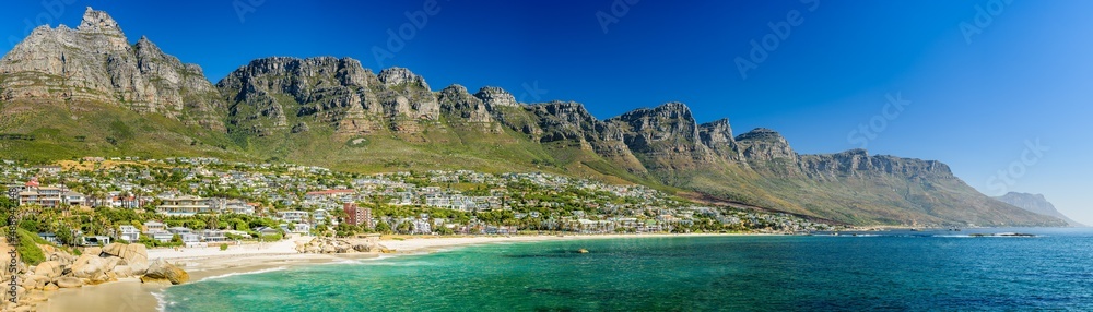 Camps Bay Beach with Twelve Apostles in the background.