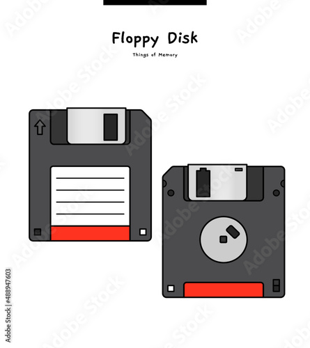 Tableau sur toile 3½-inch, high-density floppy diskettes with adhesive labels affixed