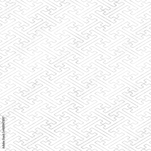 紗綾形の背景 和柄 白 銀色 和紙風テクスチャ 上品 幾何学的 文様 伝統的 正方形バナー