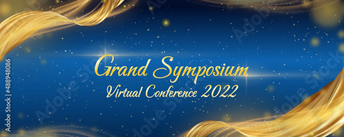 blue grand event background backdrop luxury gold wave
