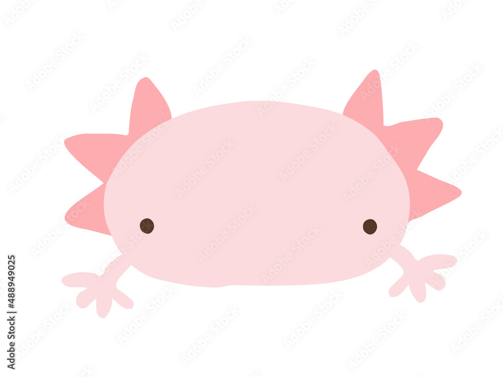 かわいいウーパールーパー/手描きイラスト素材 かわいいウーパールーパー/手描きイラスト素材