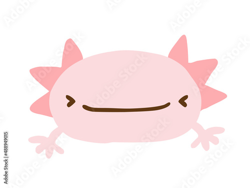 かわいいウーパールーパー／手描きイラスト素材