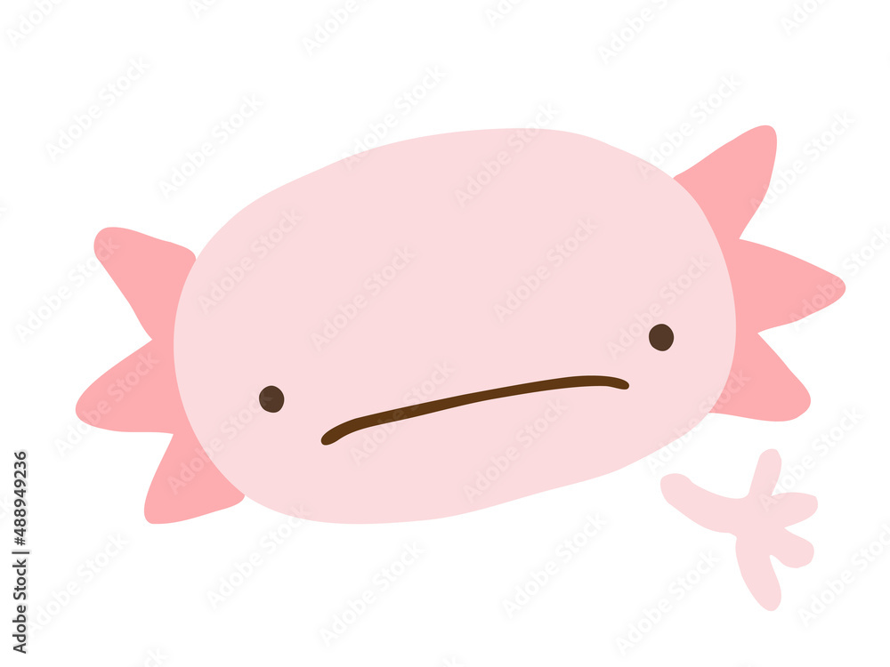 かわいいウーパールーパー/手描きイラスト素材 かわいいウーパールーパー/手描きイラスト素材