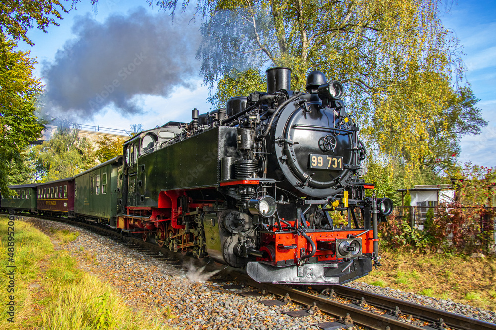 narrow gauge steam locomotive in Zittau - obrazy, fototapety, plakaty 