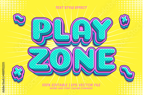 Play Zone 3D flat trendy cartoon style editable text effect