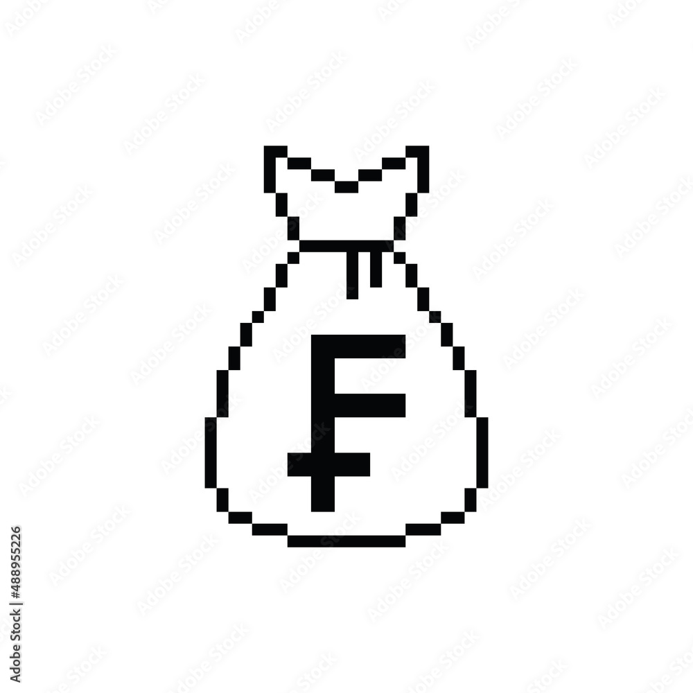 pixel Money bag franc vector icon sign for 8 bit game pixel Money bag franc vector icon sign for 8 bit game