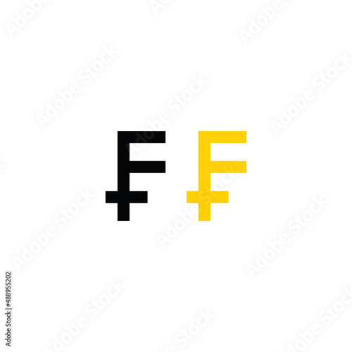 pixel franc icon pixel art money sign for 8 bit game