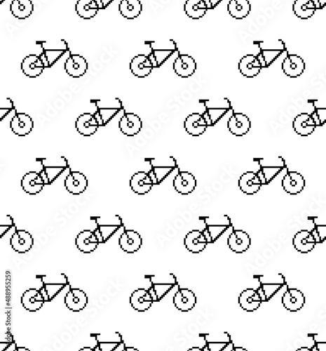 pixel bicycle background Seamless. texture pattern vector 