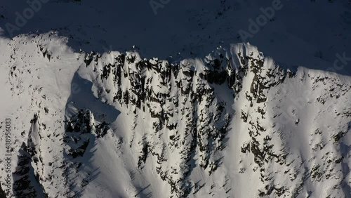 Dramatic aerial view of Mt Chief Pascall in British Columbia, Canada. photo