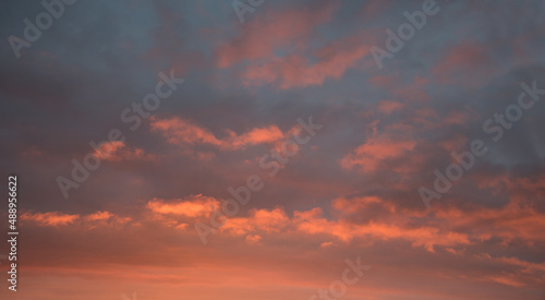 sunset scenery, grey sky with pink lighted clouds © SusaZoom