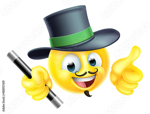 Magician Emoticon Cartoon Face Thumbs Up Icon