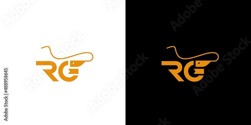 Simpe and unique RG letter initial shrimp logo design