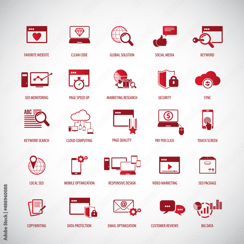 Set of SEO and Development icons Set of SEO and Development icons