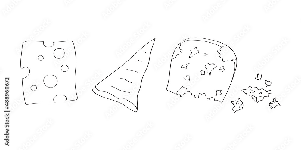 Hand drawn isolated cheese doodle set Stock Vector Adobe Stock