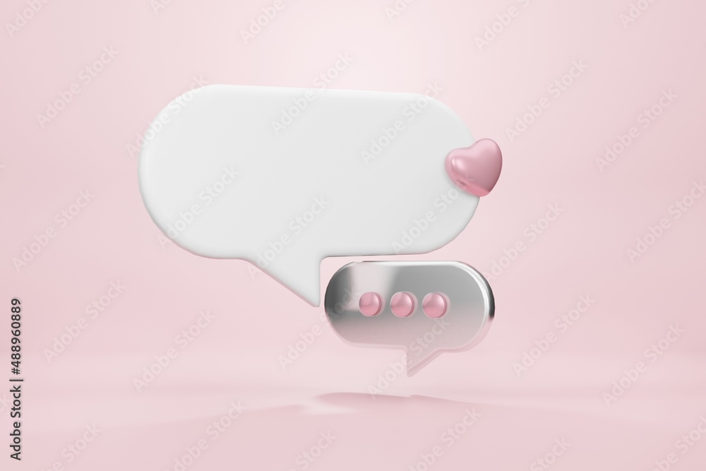 Social media creative idea 3d concept with realistic design. Online social network. Business communication applications. Marketing time. Mobile phone with volumetric icons. 3D rendering Social media creative idea 3d concept with realistic design. Online social network. Business communication applications. Marketing time. Mobile phone with volumetric icons. 3D rendering