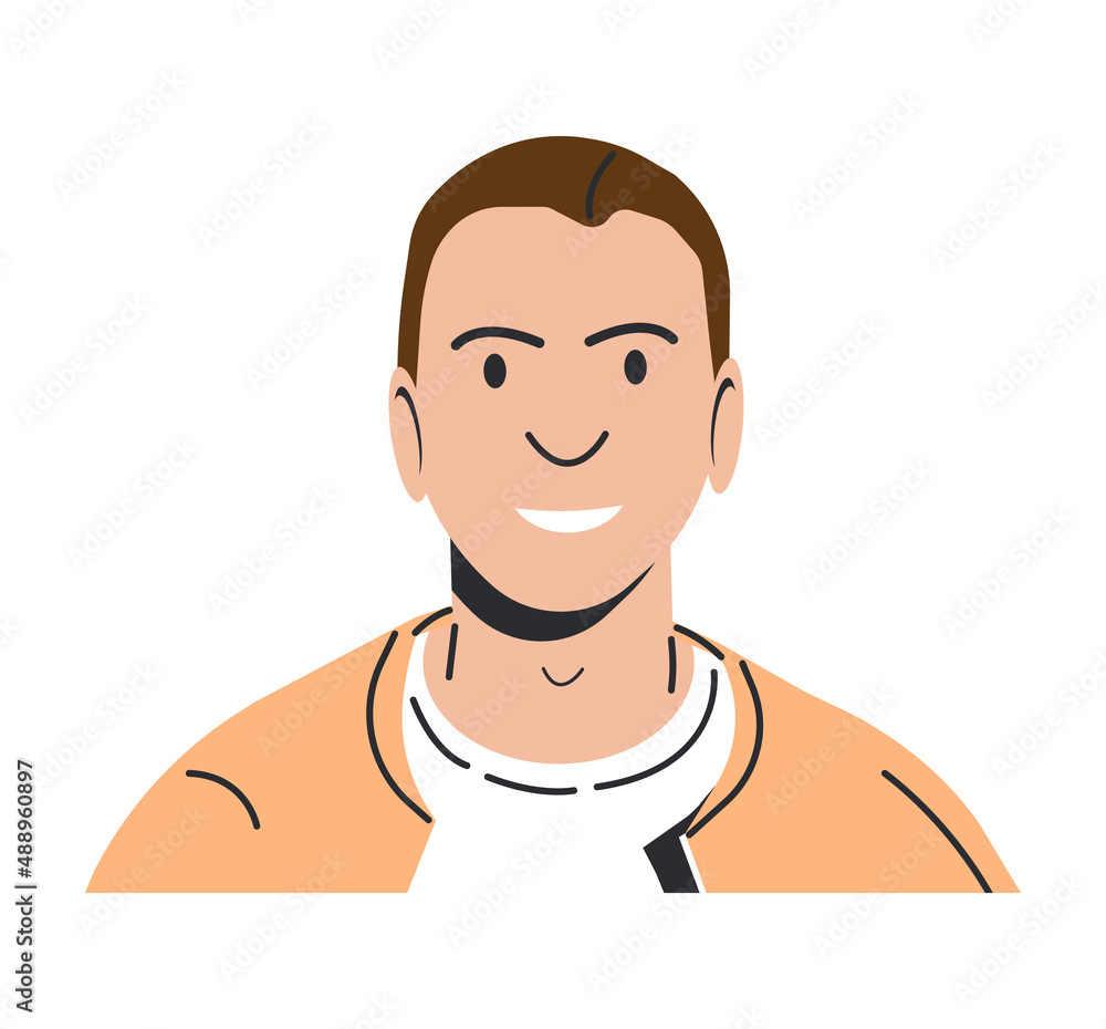 Happy Man in Casual Clothes Isolated. Young Smiling Male Character. Cheerful Boy. Guy Rejoicing or Celebrating, Positive Emotions or Success. Cartoon Flat Vector Illustration