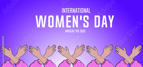 International women's day, 8 March 2022 concept banner. Women empowerment. Raising awareness against gender bias. Break the bias, gender equality. Colorful banner on women's day. 