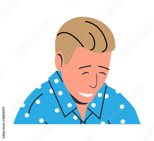 Happy Man in Casual Clothes Isolated. Young Smiling Male Character. Cheerful Boy. Guy Rejoicing or Celebrating, Positive Emotions or Success. Cartoon Flat Vector Illustration