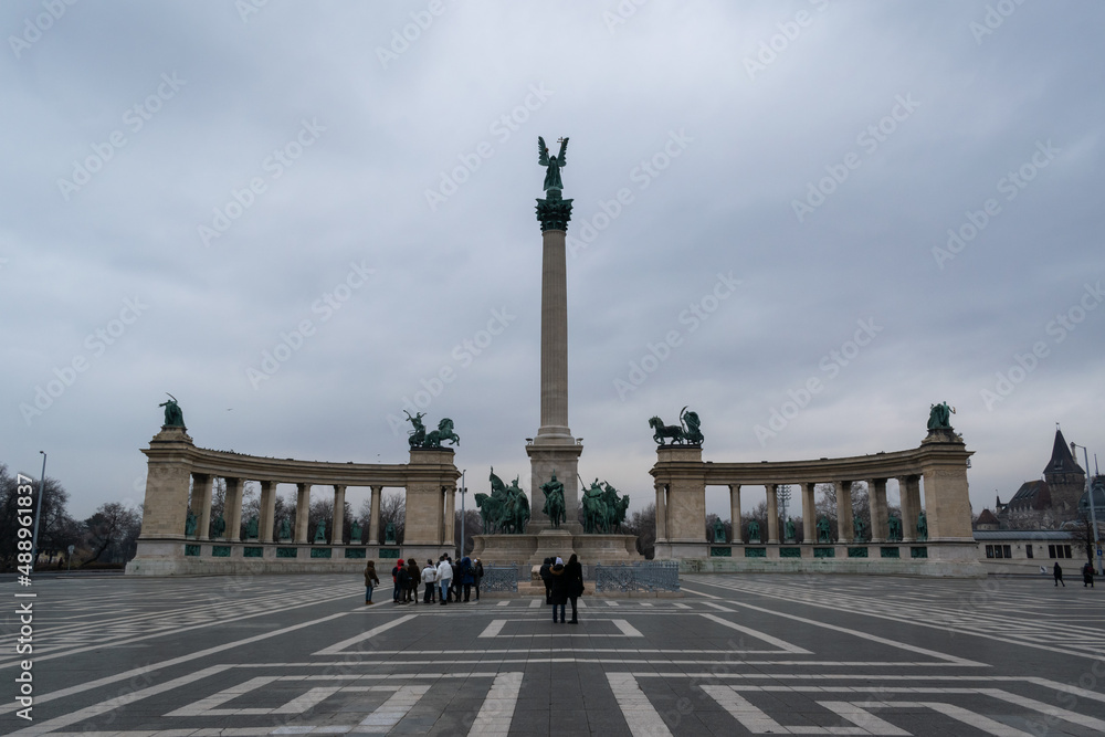 Millennium monument on Hero square in Budapest, Hungary Millennium monument on Hero square in Budapest, Hungary