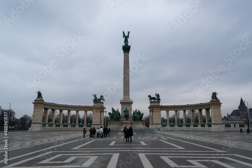 Millennium monument on Hero square in Budapest, Hungary © slobodan