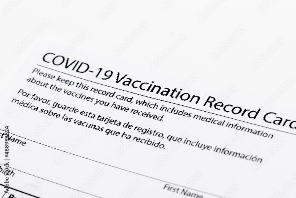 Covid 19 vaccination record card for individual use during the covid 19 coronavirus global pandemic - Image Covid 19 vaccination record card for individual use during the covid 19 coronavirus global pandemic - Image