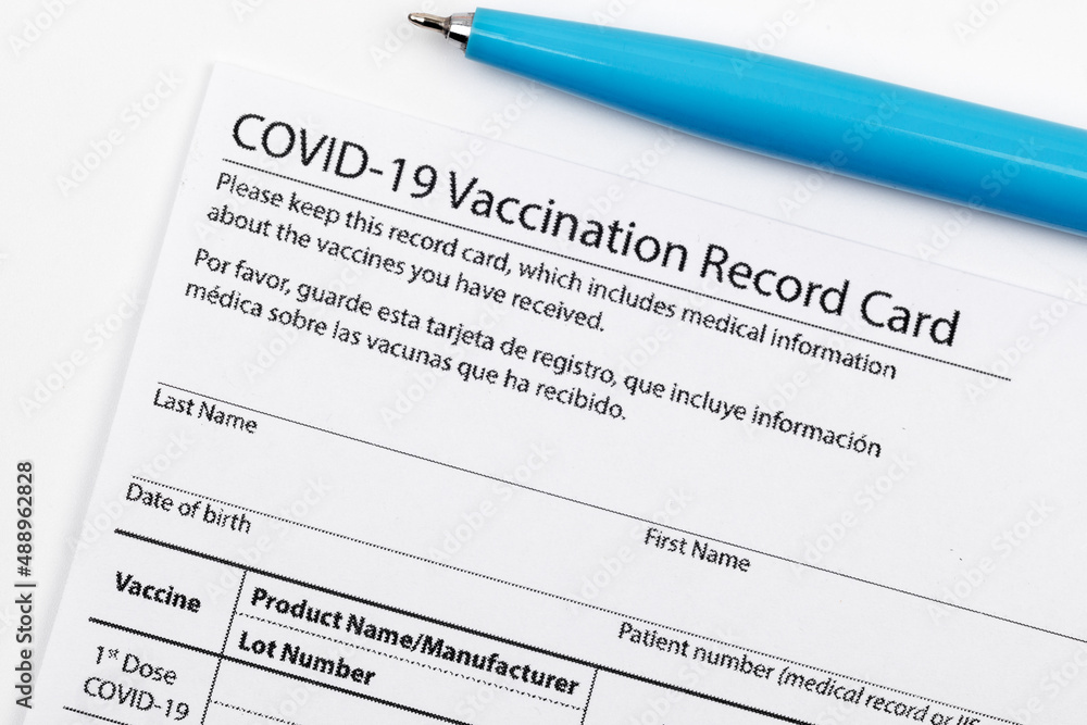 Covid 19 vaccination record card for individual use during the covid 19 coronavirus global pandemic - Image Covid 19 vaccination record card for individual use during the covid 19 coronavirus global pandemic - Image