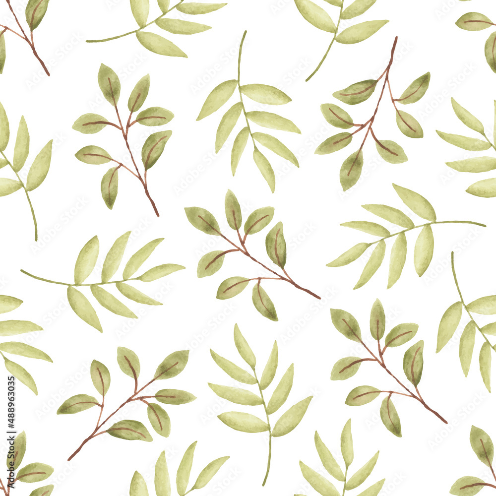 Watercolor leaf seamless pattern Watercolor leaf seamless pattern