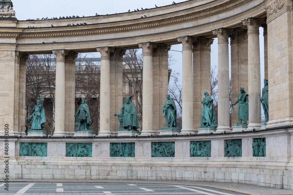 Millennium monument on Hero square in Budapest, Hungary Millennium monument on Hero square in Budapest, Hungary
