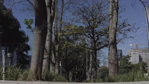 Ciclista pedalando na ciclovia na avenida Faria Lima, São Paulo, SP.