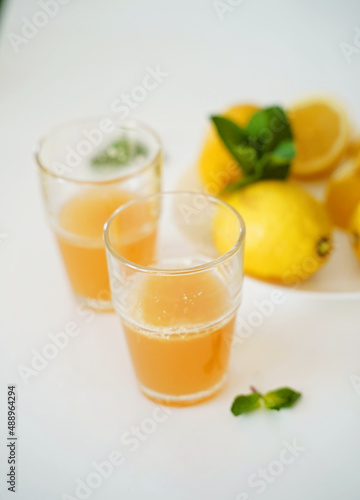 Glass of lemon juice and mint