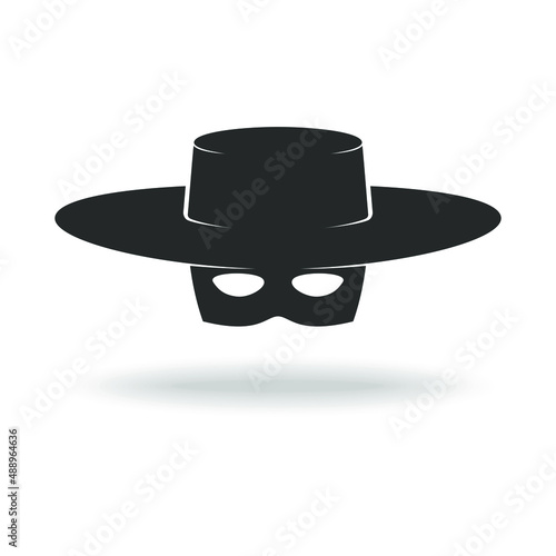 Mask Zorro graphic icon. Hat and mask  sign isolated on white background. Vector illustration photo