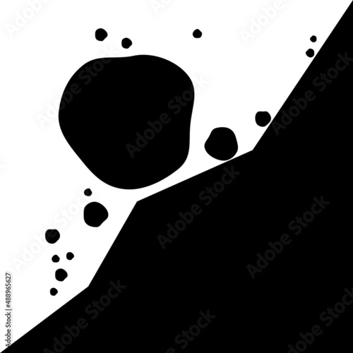 Beware of landslide natural disaster warning sign black icon flat vector design.