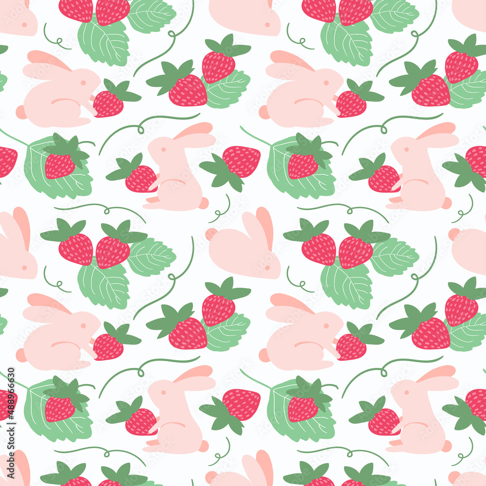 Seamless pattern with cartoon bunnies. Abstract art print. Hand drawn background with cute animals. Vector illustration Seamless pattern with cartoon bunnies. Abstract art print. Hand drawn background with cute animals. Vector illustration