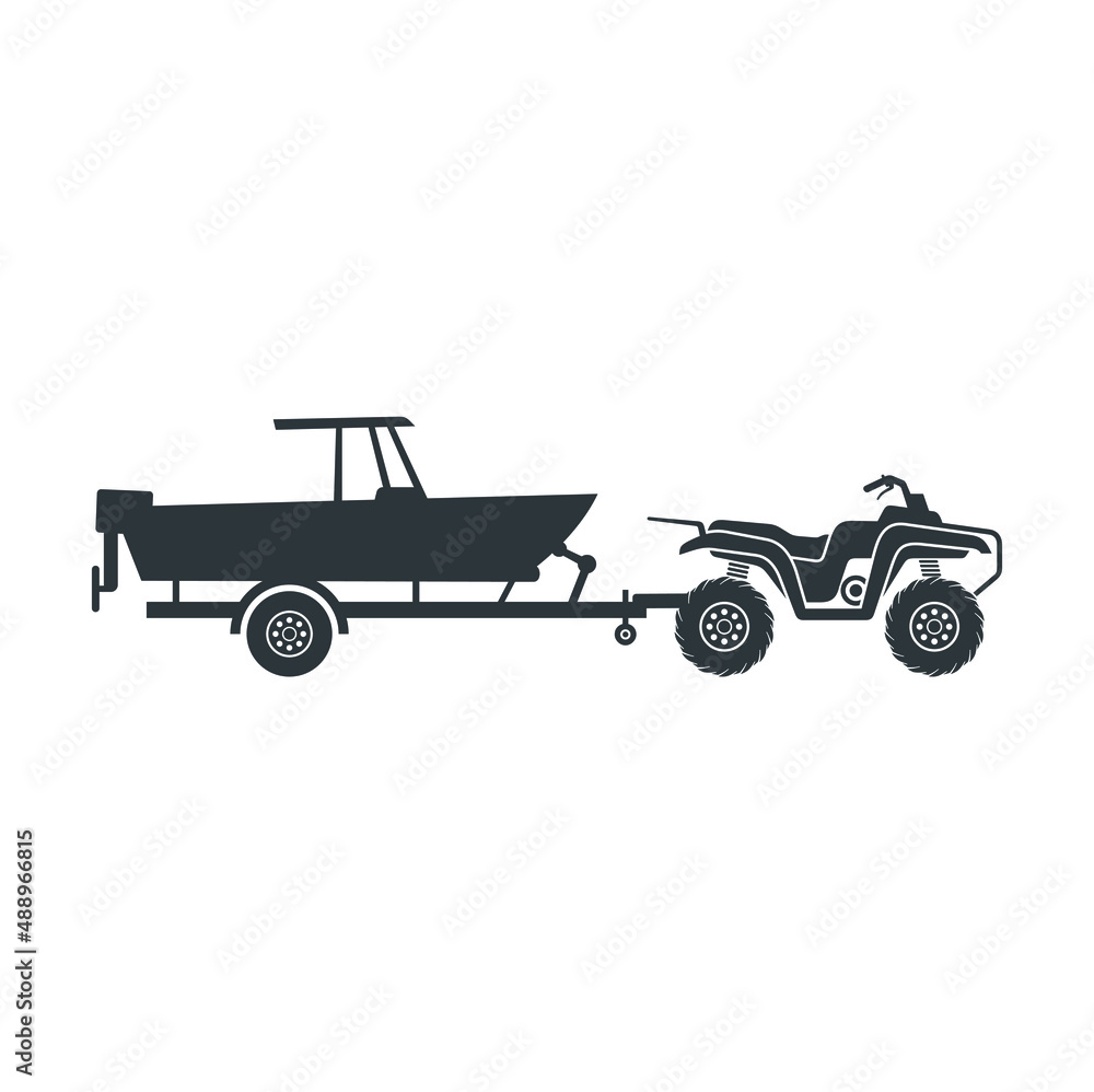 illustration of atv and boat trailers, vector art.