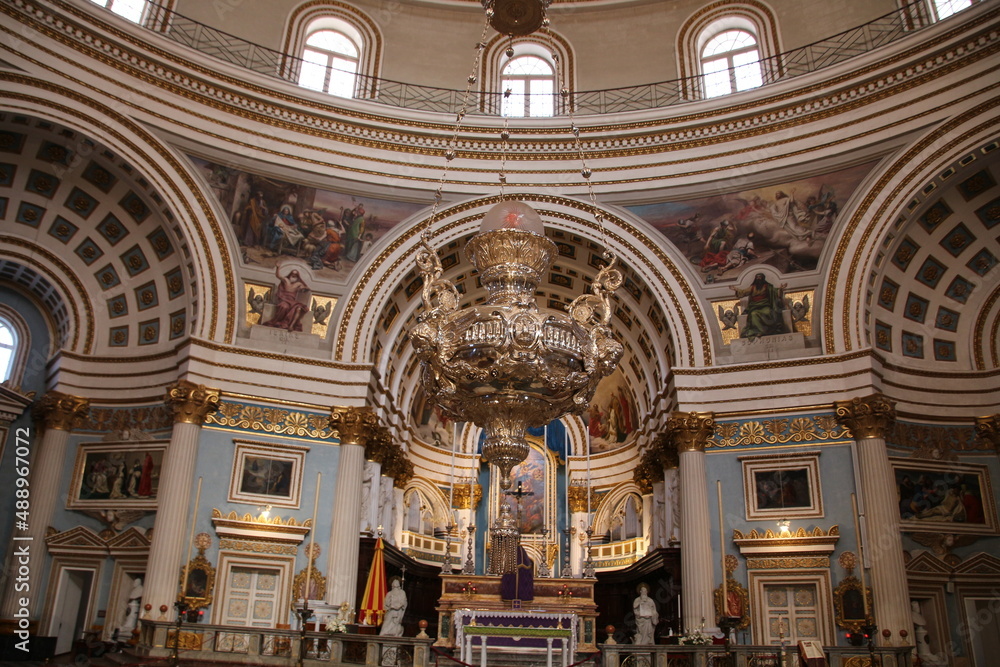 Interior view of the Mosta Cathedral or Rotunda Santa Marija Assunta, Malta 