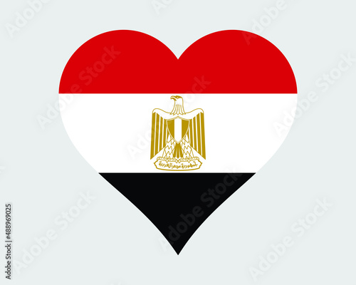 Egypt Heart Flag. Egyptian Love Shape Country Nation National Flag. Arab Republic of Egypt Banner Icon Sign Symbol. EPS Vector Illustration.