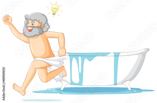 Vászonkép Happy Archimedes in bath cartoon