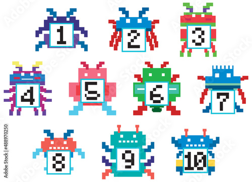 Set of pixel game numbers isolated © blueringmedia