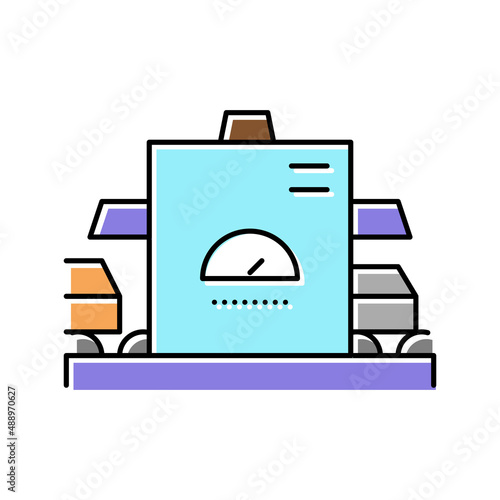 manufacturing conveyor aluminium color icon vector illustration