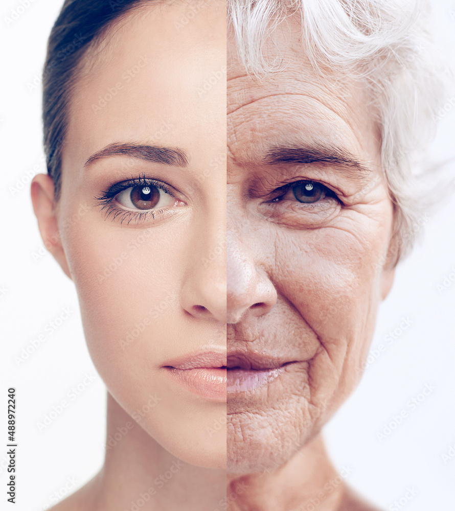 Fototapeta premium Same Person - 50 Years Apart. Cropped composite image of a woman when she was young and old.