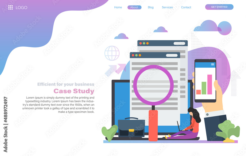 Landing page for online courses and studying. Modern colorful web ...