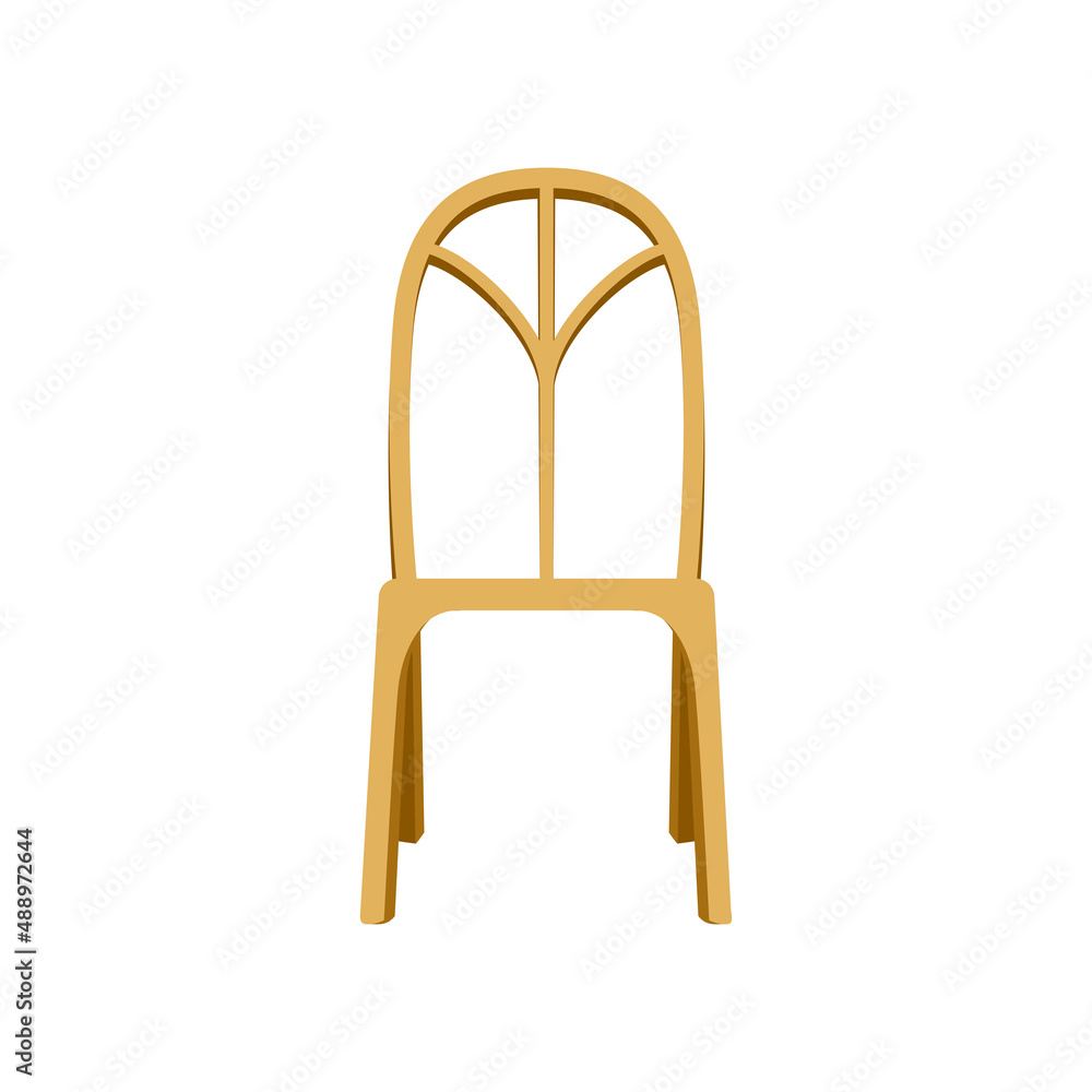 Wooden chair vector icon. Flat vector illustration of an empty kitchen chair front view Wooden chair vector icon. Flat vector illustration of an empty kitchen chair front view