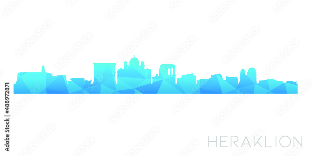 Heraklion, Greece Low Poly Skyline Clip Art City Design. Geometric Polygon Graphic Horizon Icon. Vector Illustration Symbol.
