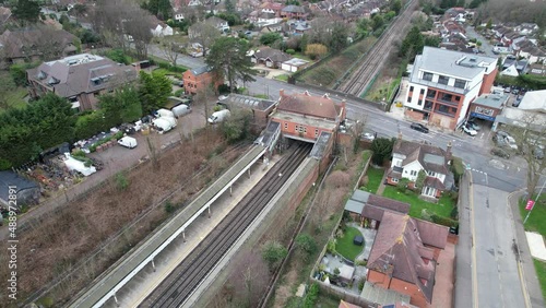 Chigwell tube station on Central Line Aerial drone view photo